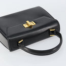CELINE Hand Bag Leather Black Gold Auth 155321-6