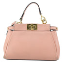 FENDI Micro Peek A Boo Hand Bag Leather 2way Pink Gold Auth 155322-13