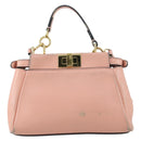 FENDI Micro Peek A Boo Hand Bag Leather 2way Pink Gold Auth 155322-2