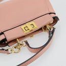 FENDI Micro Peek A Boo Hand Bag Leather 2way Pink Gold Auth 155322-6