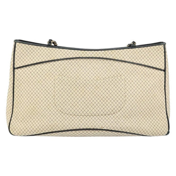CHANEL Chain Tote Bag Cotton Beige Gold CC Auth 155323 - 0