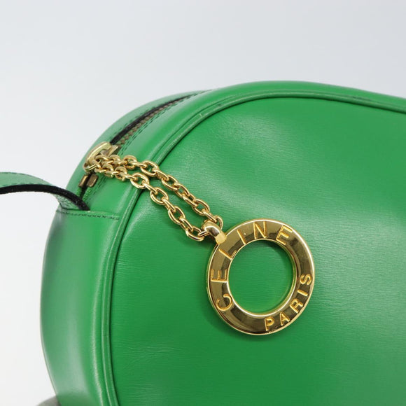 CELINE Shoulder Bag Leather Green Gold Auth 155324