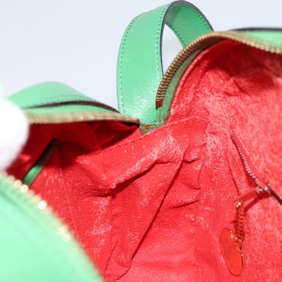 CELINE Shoulder Bag Leather Green Gold Auth 155324