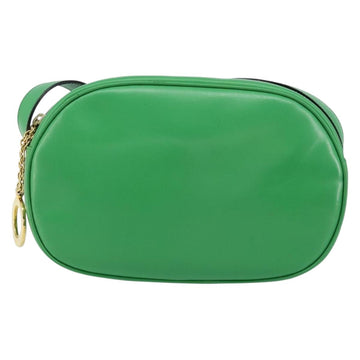 CELINE Shoulder Bag Leather Green Gold Auth 155324 - 0