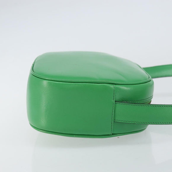 CELINE Shoulder Bag Leather Green Gold Auth 155324