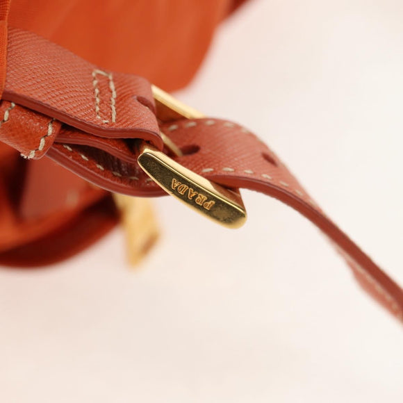 PRADA Backpack Nylon Orange Gold Auth 155325V