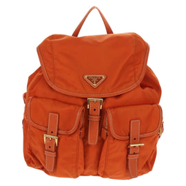 PRADA Backpack Nylon Orange Gold Auth 155325V - 0
