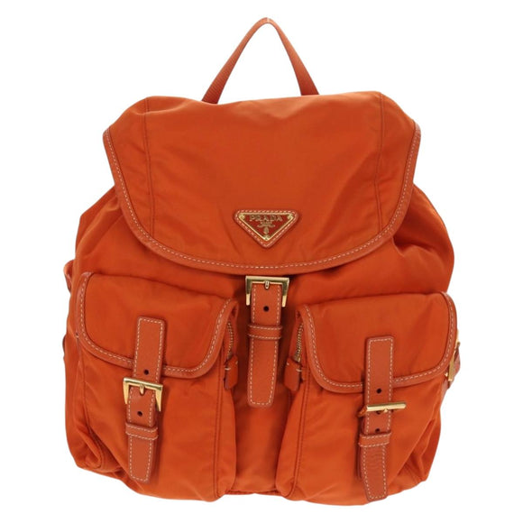 PRADA Backpack Nylon Orange Gold Auth 155325V