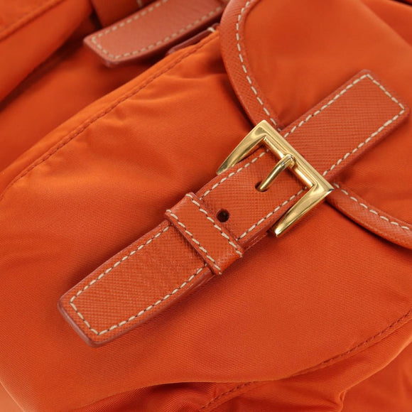 PRADA Backpack Nylon Orange Gold Auth 155325V