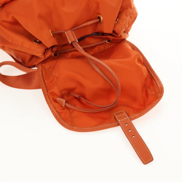 PRADA Backpack Nylon Orange Gold Auth 155325V