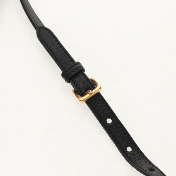 PRADA Ribbon Hand Bag Leather 2way Black Gold Auth 155326V