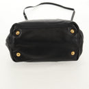 PRADA Ribbon Hand Bag Leather 2way Black Gold Auth 155326V-12