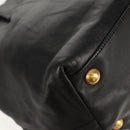 PRADA Ribbon Hand Bag Leather 2way Black Gold Auth 155326V-15