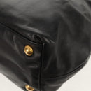 PRADA Ribbon Hand Bag Leather 2way Black Gold Auth 155326V-16