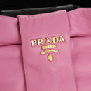 PRADA Ribbon Hand Bag Leather 2way Black Gold Auth 155326V-17