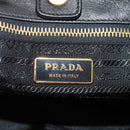 PRADA Ribbon Hand Bag Leather 2way Black Gold Auth 155326V-18