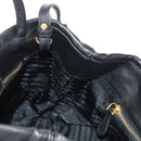 PRADA Ribbon Hand Bag Leather 2way Black Gold Auth 155326V-20