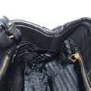 PRADA Ribbon Hand Bag Leather 2way Black Gold Auth 155326V-21