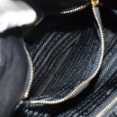 PRADA Ribbon Hand Bag Leather 2way Black Gold Auth 155326V-23