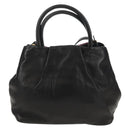 PRADA Ribbon Hand Bag Leather 2way Black Gold Auth 155326V-3