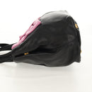 PRADA Ribbon Hand Bag Leather 2way Black Gold Auth 155326V-4