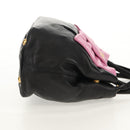 PRADA Ribbon Hand Bag Leather 2way Black Gold Auth 155326V-5