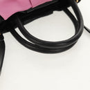 PRADA Ribbon Hand Bag Leather 2way Black Gold Auth 155326V-7