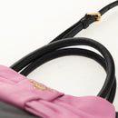 PRADA Ribbon Hand Bag Leather 2way Black Gold Auth 155326V-8
