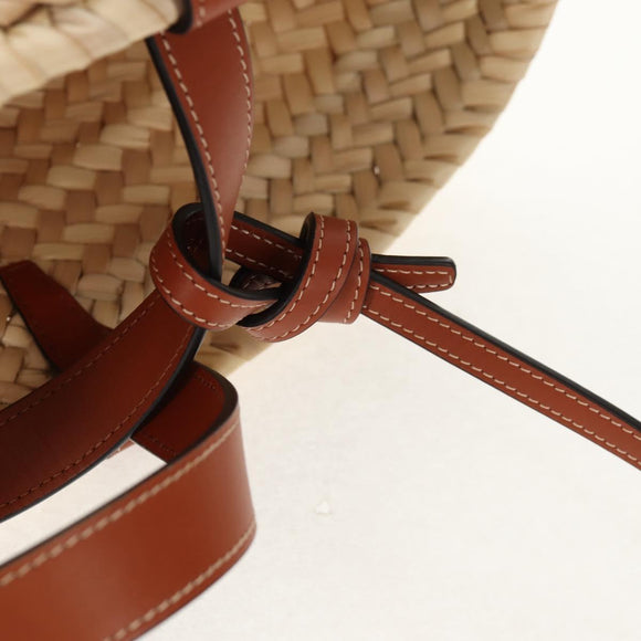 CELINE Panniers Hand Bag Raffia 2way Beige Auth 155327M