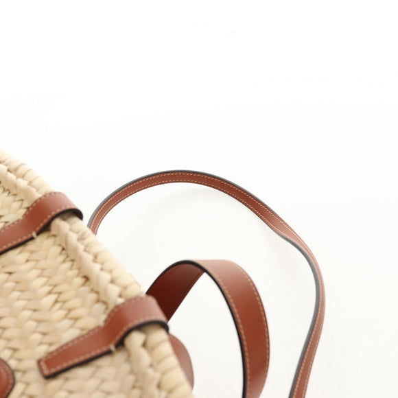CELINE Panniers Hand Bag Raffia 2way Beige Auth 155327M