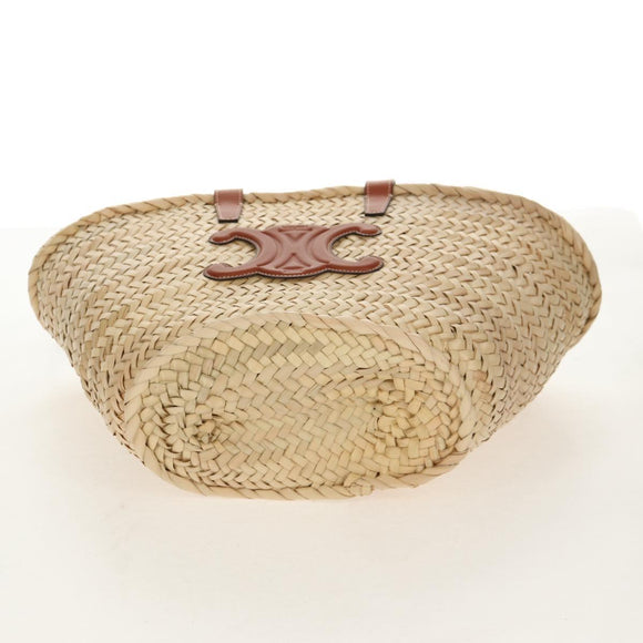 CELINE Panniers Hand Bag Raffia 2way Beige Auth 155327M