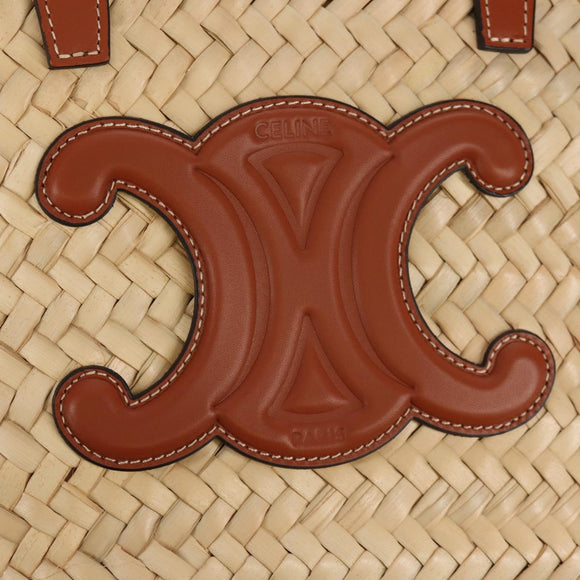 CELINE Panniers Hand Bag Raffia 2way Beige Auth 155327M