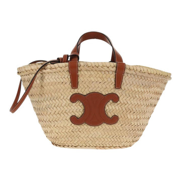 CELINE Panniers Hand Bag Raffia 2way Beige Auth 155327M - 0