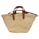 CELINE Panniers Hand Bag Raffia 2way Beige Auth 155327M-3