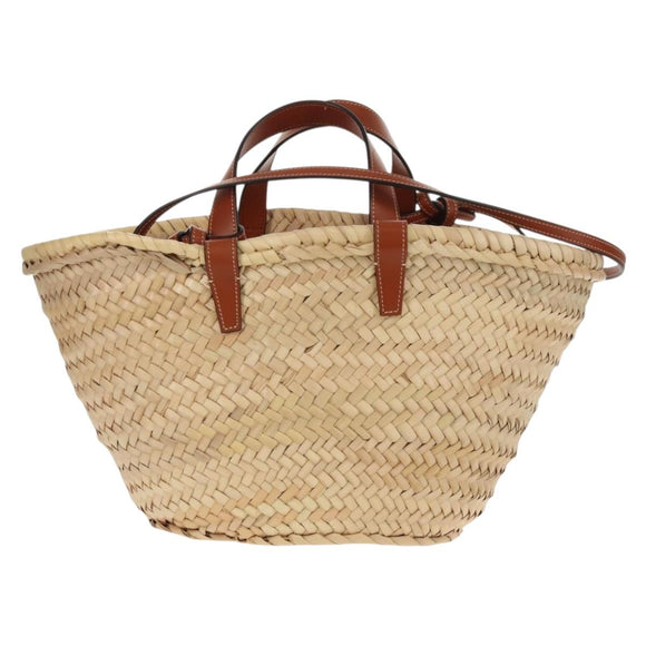 CELINE Panniers Hand Bag Raffia 2way Beige Auth 155327M
