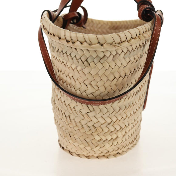 CELINE Panniers Hand Bag Raffia 2way Beige Auth 155327M