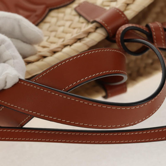 CELINE Panniers Hand Bag Raffia 2way Beige Auth 155327M