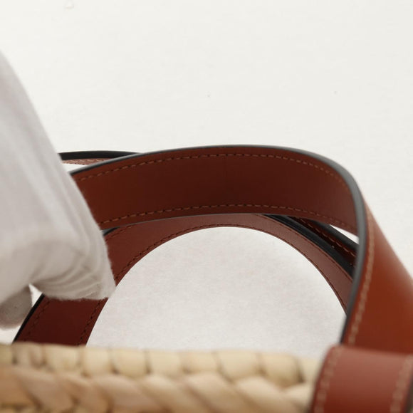 CELINE Panniers Hand Bag Raffia 2way Beige Auth 155327M