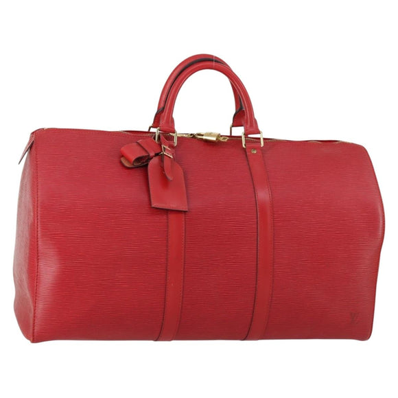 LOUIS VUITTON Epi Keepall 50 Boston Bag Red M42967 LV Auth 155329