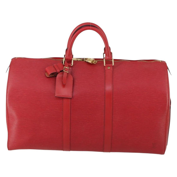 LOUIS VUITTON Epi Keepall 50 Boston Bag Red M42967 LV Auth 155329