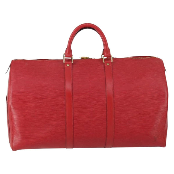 LOUIS VUITTON Epi Keepall 50 Boston Bag Red M42967 LV Auth 155329V