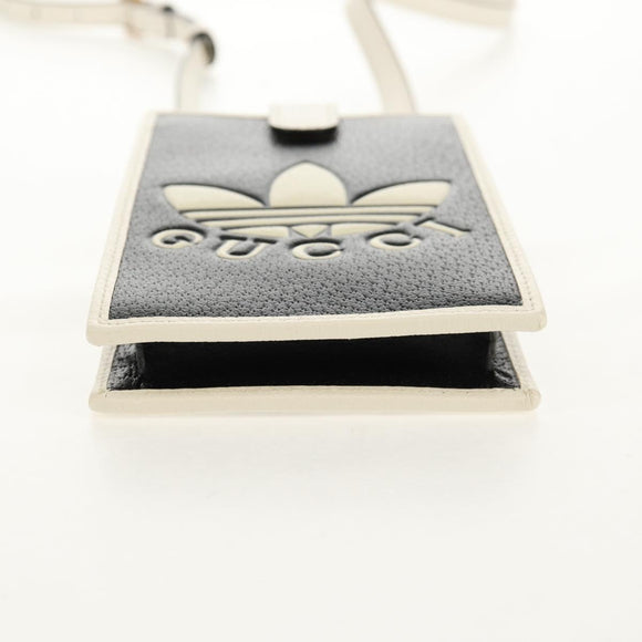 GUCCI×adidas Smartphone Case Shoulder Bag Leather Black 702203 Auth 155331M