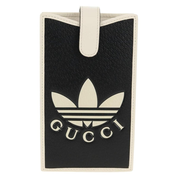 GUCCI×adidas Smartphone Case Shoulder Bag Leather Black 702203 Auth 155331M