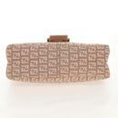 FENDI Zucchino Canvas Mamma Baguette Shoulder Bag Gold Pink Auth 155341V-10