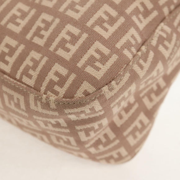 FENDI Zucchino Canvas Mamma Baguette Shoulder Bag Gold Pink Auth 155341V