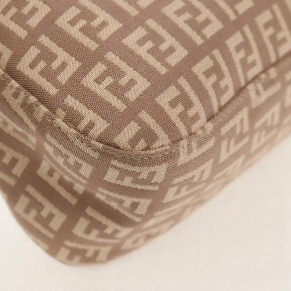 FENDI Zucchino Canvas Mamma Baguette Shoulder Bag Gold Pink Auth 155341V