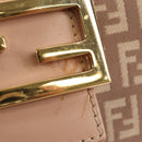 FENDI Zucchino Canvas Mamma Baguette Shoulder Bag Gold Pink Auth 155341V-16