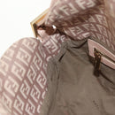 FENDI Zucchino Canvas Mamma Baguette Shoulder Bag Gold Pink Auth 155341V-22