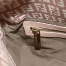 FENDI Zucchino Canvas Mamma Baguette Shoulder Bag Gold Pink Auth 155341V-23