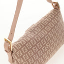 FENDI Zucchino Canvas Mamma Baguette Shoulder Bag Gold Pink Auth 155341V-6